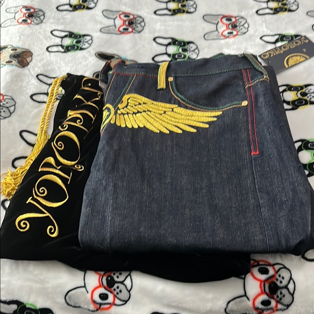 YOROPIKO SUPER EXCLUSIVE SELVEDGE GOLD FLYING WINGS EMBROIDERED DENIM JEANS